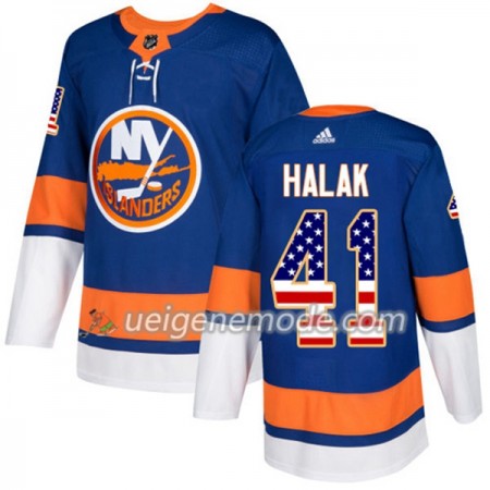 Herren Eishockey New York Islanders Trikot Jaroslav Halak 41 Adidas 2017-2018 Blue USA Flag Fashion Authentic